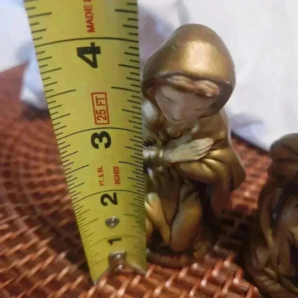Vintage Christmas Nativity Creche 3 Pc Gold Color 1950 JESUS MARY JOSEPH JAPAN - Picture 6 of 6